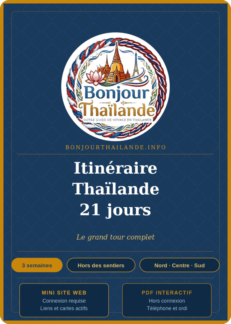 Guide de voyage de 21 jours en Thaïlande avec itinéraire complet.