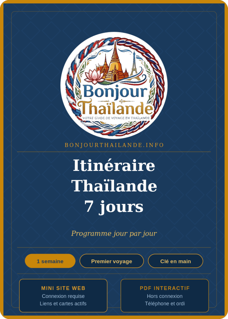 Guide de voyage de 7 jours en Thaïlande avec programme quotidien.